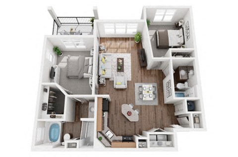 Floor plan for 2 beds, 2 baths, 1150 sqft